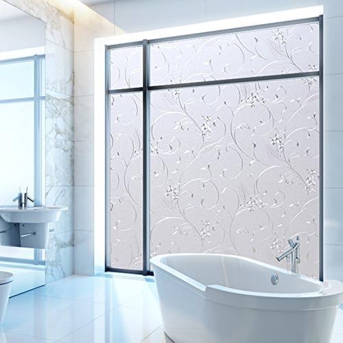 Niviy Static Cling Non-Adhesive Window Film Frosted Glass Film Bathroom Door Glass Decoration Window Film Privacy Covering (17.7"x 47.2") - color: Pure, size: 17.7" x 47.2"