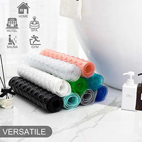 TEESHLY Bath Tub and Shower Mats, Non-Slip 39 x 16 Inch Extra Long Bathtub Mat, Machine Washable BathMat with Drain Holes, Suction Cups for Bathroom (Opaque Pink) - color: Opaque Pink