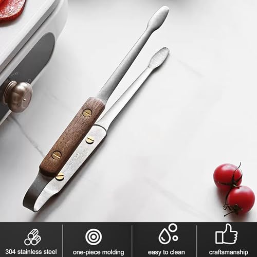 Longjet Kitchen Tongs Metal Tweezers for Cooking - Reptile Feeding Tongs for Gecko, Bearded Dragon, Snake - Long Forceps for Aquarium Plant (Silvery Walnut-9.5"/1Pcs) - color: Silvery Walnut-9.5"/1pcs