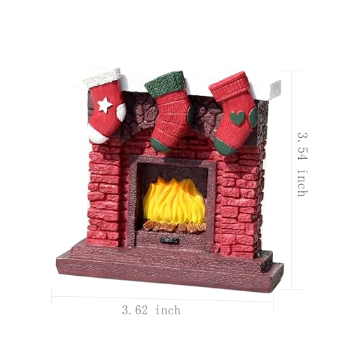 Aquarium Christmas Fireplace Decoration Package- Fish Tank Christmas Tree Statue Holiday Decoration for Aquarium Betta Fish (Wreath)