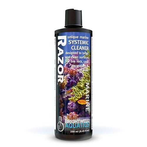 Brightwell Aquatics - Razor Marine - Unique Systemic Fish Tank Cleaner for Marine Aquariums - Aquarium Water Treatments, 8.45 fl oz - size: 250-ml