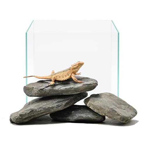 Aquarium Rocks 5lb Natural Stream Stone 3-4pcs Slate Stones for Aquascape, Fish Tank Decorations, Reptile & Turtle Habitat Basking Rock(2-7 Inches) - size: 5lb(3-4pcs)