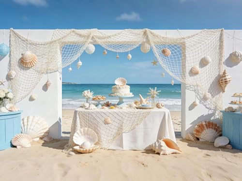 30 ft Fishing Net Decor, Large Fish Net Decorations | decorative fishing net for Pirate Mermaid Ocean Beach Hawaii Under The Sea Nautical-Themed Party - size: 30ft