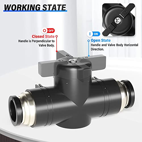 TAILONZ PNEUMATIC BVU-1/4 OD Ball Valve Air Flow Control Valve Push to Connect Fitting（Pack of 5） - size: 1/4"OD/5PCS