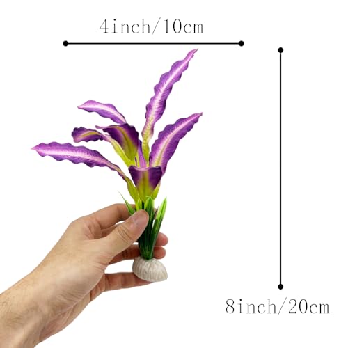 2pcs Set Green Artificial Plant Fish Tank Decor Aquarium Decorations Betta Leaf pad Hammock 8inch Silk/Plastic Plant Goldfish Fish Bowl Small Tank Plants (Purple/Pink-2pcs-Set) - color: Purple/Pink-2pcs-set