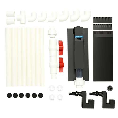 Ultra Slim Aquarium Overflow Box for Rimless Tanks, No-Drill Silent U-Tube Siphon, Dual Inlet Skimmer for Waste & Oil Film, 5000 L/H High Flow, Fits 12–18 inch Aquariums