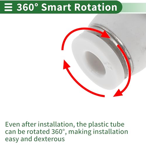 Push to Connect Air Fittings 5/32" Air Flow Control Valve Plastic 5 Pcs White Silver Tone - size: 4mm/5/32"