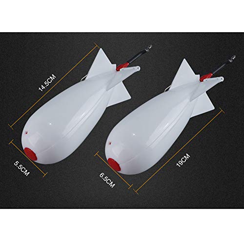 Arinda Fishing Spomb Rocket Shape Spod Fishing Feeders Float Bait Holder Tackle Tool Accessories - color: Black White, size: Small