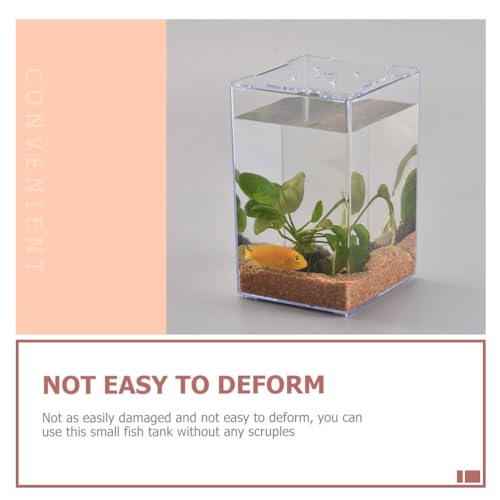 Ipetboom Small Acrylic Fish Tank 7.5 Inch Mini Desktop Aquarium Fish Box for Betta Home Office Decor