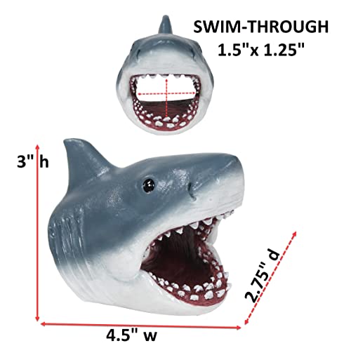 Penn-Plax Jaws Officially Licensed Aquarium Decoration – Shark Swim-Through – Safe for Freshwater and Saltwater Fish Tanks – Small - style: Shark Swim-Through