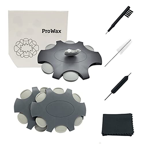 Hearing aid Wax Guards (2mm) Replacement Wax Filters for Oticon ProWax Wax Traps, Hearing Amplifier Cleaning Brush kit Tools with Carry case (2pack, Light Gray)