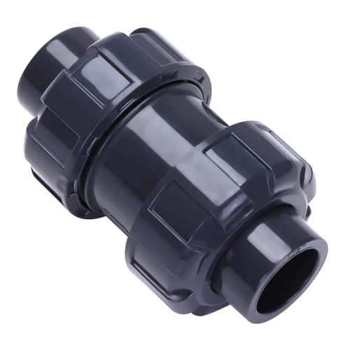 DERNORD 1/2" UPVC True Union Ball Check Valve with Full Port, EPDM Seals, Rated at 200 PSI, 1/2 Inch Socket - size: 1/2 inch