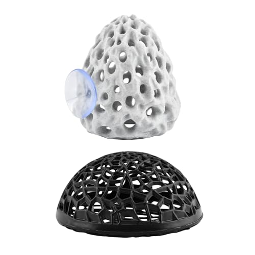 Shrimp Dome Hide, Be-TTA Habitat Fish Tank Tunnel, Aquarium Ornament Shrimp Hides with Suction Cup, Hollow Hemispherical Stealth Cave for Fish Tank Decor, Hiding & Resting(White)