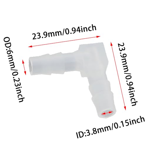 6PCS L Type Hose Plastic Elbow 1/4 inch 90 Degree Barbed Fitting PP Equal Hose Adaptor Transparent Colour Tongbao Tower Spout Fish Tank Connector Tube For Aquariums
