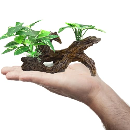 alfyng Resin Driftwood Fish Tank Decorations Trunk Cave Aquarium Decor Ornaments Simulation Plants Betta Silk Leaf Tank Accessories Goldfish Bowl Décor (A) - color: A