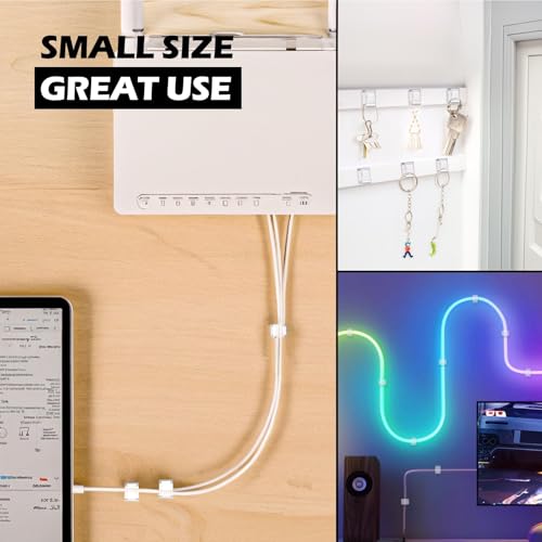 AGPTEK Ethernet Cable Clips, 100 PCS Adhesive Wire Clips, Flat Cord Clips Small Cable Holder Management for Home Wall Flat Ethernet Network Cord Organizer, Decoration Fairy Light Sticky Hooks, Clear - color: Clear, size: 100 PCS