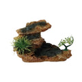 Aquarium Mountain View Stone Ornament with Tree, Artificial Resin Fish Tank Rock Cave Hill Landscape Decoration, Small Fish Hideaway Hideout for Betta Crab Shrimp