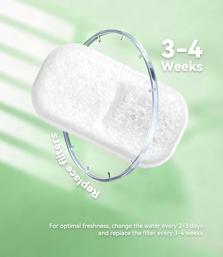 Cat Water Fountain Filter Replacement: 4 Carbon Filters & 4 Foam Sponges Kitty Spout Pump Filters for 108Oz/3.2L & 67Oz/2L Stainless Steel Pet Water Dispenser Cat Dog