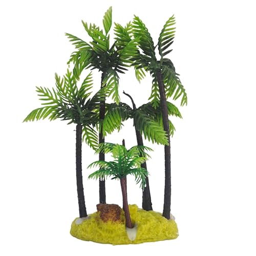 6 Inches Tall Palm Tree Artificial Aquarium Plants, Plastic Fish Tank Decorations for Freshwater and Saltwater Tanks - color: Green Yellow, size: 6 Inches
