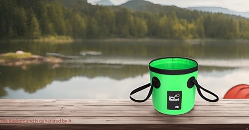 BANCHELLE Collapsible Bucket Water Container Portable Folding Camp Wash Basin for Outdoor Traveling Hiking Fishing Car Washing Gardening Camping 2 PCS - color: Green