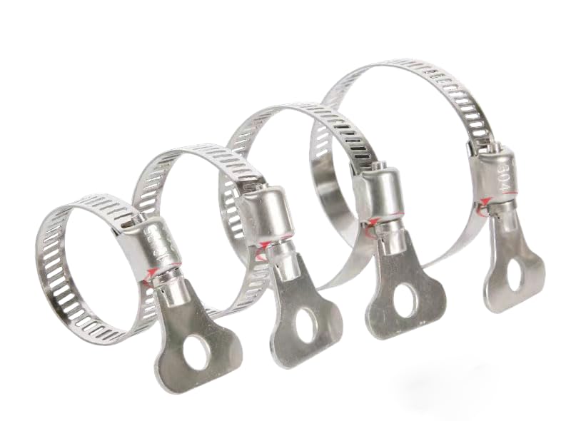 10-Pack 304 Stainless Steel Hose Clamps with Adjustable Thumb Screw, Key-Type Design, 8mm Bandwidth, Ideal for Plumbing, Automotive, and Machinery Applications (Size: 18-32mm (23/32"-1 1/4") - size: Size:18-32mm(0.709"-1.26")