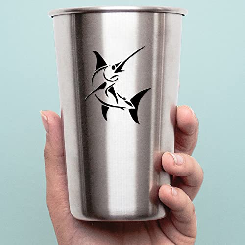 Decal Stickers of Stylized Marlin Fish (Black) (Set of 2) Premium Waterproof Vinyl Decal Stickers for Laptop Smartphone Car Dirt Bike Wall Room Mason Jar Bathtub Door - BICVER1512502BLW19Y24 - color: Black, size: 4.8'' x 5.6''