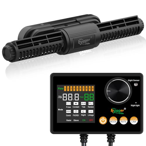 hygger Intelligent Wave Maker for Aquarium, Saltwater Freshwater Circulation Pump Adjustable 6 Waves/Night/Feed/Wireless Connection Mode, Magnetic Holder Display Controller Memory Function (35W) - size: 35W