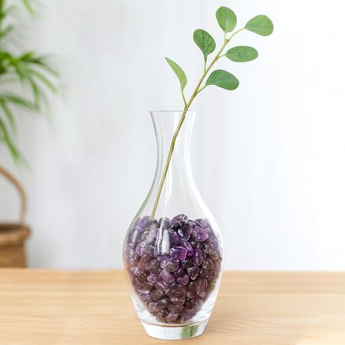 QYGL Polished Gem Stones Rocks – 0.9LB Natural Amethyst Crystal Chips Bulk, Tumbled Gemstones for Healing, Fish Tank Gravel, Vase Filler, DIY Crafts, Plant Pots & Home Decor - color: Amethyst