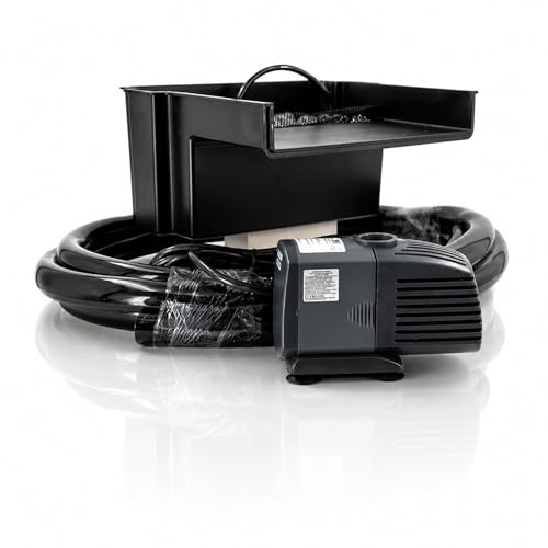 HALF OFF PONDS 10-Inch Waterfall Spillway Kit | 1,000 gallon capacity, 500 GPH Aqua Pulse pump, Filter media, 10 ft tubing, Waterfall box - style: Includes Pump