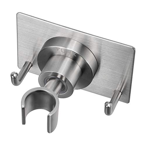 Shower Head Holder All Metal Strong Adhesive and Drilling Screws Two Installation Methods, Adjustable Handheld Shower Head Mount,Stainless Steel Hand held Showerhead Wand Bracket - style: A-Style Brushed
