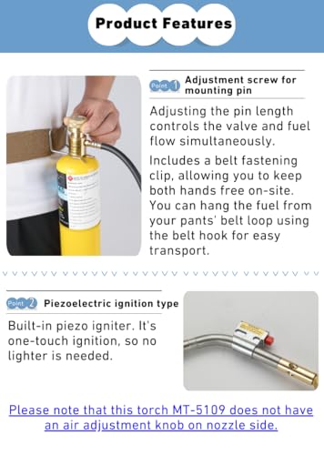 Propane Torch Head by Campingmoon - style: 4.6Ft Hose Propane Torch MT-5109
