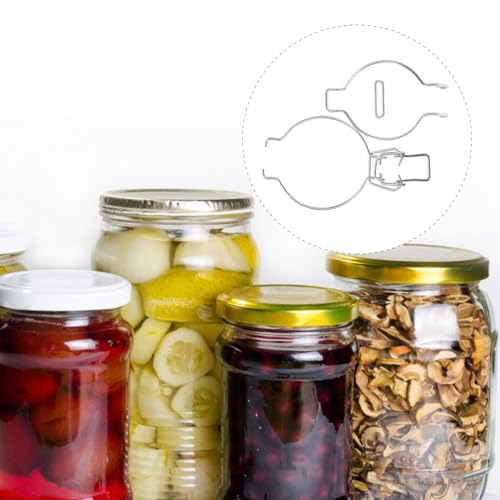 12Pcs Stainless Steel Wire Clamp Sealed can Buckles for Wide Mouth Jars with Unique Spring Design Leak Prevention for Kitchen Food Storage