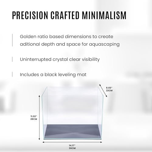 UNS Ultra Clear Rimless Tank - 5.8GAL | 22.1L - 14.17x8.66x11.02 | 36x22x28 CM, 5mm Glass Thickness, Leveling Mat Included - Low Iron, High Clarity Fish Tank w/ 45° Mitered Edge - [5T] - size: [5T] - 5.8 Gal - 14.17 x 8.66 x 11.02 in