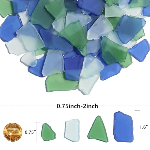 QYGL Sea Glass for Crafts - 14oz Frosted Seaglass Pieces - Vase Filler and Aquarium Ornament, DIY Craft Supplies for Art, Beach Weddings, and Home Decor (Cobalt Blue, Green, White) - color: Cobalt Blue, Green, White