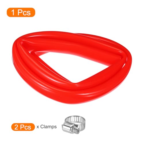 MECCANIXITY 3.3ft Silicone Rubber Tubing 5/8" ID 3/4" OD Plastic Tube Flexible Air Hose for Brewing, Wine Making, Pump Siphon, 15.9mm x 19mm, with 2pcs Clamps, Red - color: Red, size: 5/8" x 3/4"