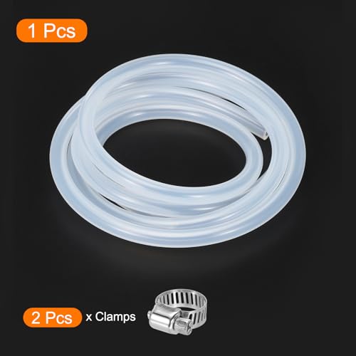 MECCANIXITY 3.3ft Clear Silicone Rubber Tubing 1/8" ID 1/4" OD Plastic Tube Flexible Air Hose for Brewing, Wine Making, Pump Siphon, 3mm x 6mm, with 2pcs Clamps - color: Clear, size: 1/8" x 1/4"