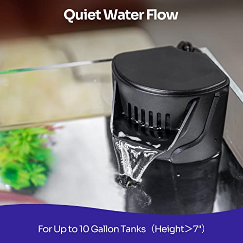 Yaubay Quiet Internal Aquarium Filter, 3-Stage Bio-Filtration Low-Level Waterfall Small Power Filter with Protective Grate for Up to 10 Gallon Fish Turtle Shrimp Tank Filtration (Filter) (Filter) - style: Filter