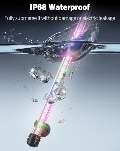 Pawfly 5.5 W Aquarium LED Light 19 Inch Underwater Fish Tank Light with Timer Auto On/Off Fish Tank Background Lights with 8 Lighting Modes Submersible Multi-Colored Tube Lights for Decoration - color: PRO (Timing Function), size: 19 Inch