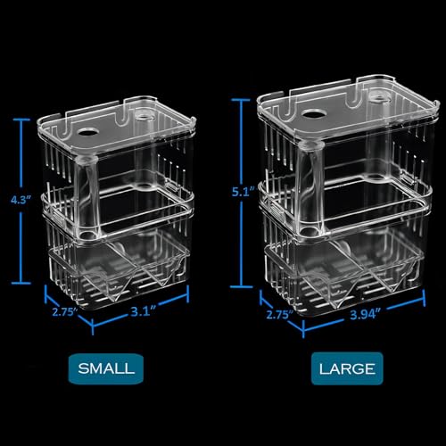 Petzilla in-Tank Aquarium Breeder Box for Fish Tank, Breeding Incubator for Small Fish Hatchery, Acrylic Divider for Shrimp Clownfish Aggressive Injured Fish (Small) - size: Small