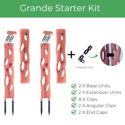 Treleaf Zella Grande Starter Kit – Wooden Extendable Plant Trellis for Indoor Climbing Houseplants – Modular Plant Support with 2 Bases + 2 Extensions - Moss Pole Alternative - size: Grande - Starter Kit