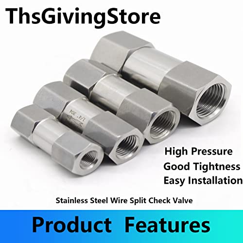 1/8 1/4 3/8 1/2 Inch G Female Thread 304 Stainless Steel Check Valve One Way Non-Return Valve for Water Oil Gas Check Valve(1/4 Inch) - size: 1/4 Inch
