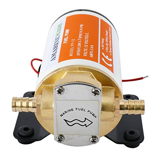Amarine Made 12v Scavenge Impellor Pump- for Diesel Fuel Scavenge Oil Transfer - White Shell