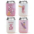 4 Pack Western Coastal Cowgirl Reusable Neoprene Insulator Cup Sleeve for Cold and Hot Drinks, Pink Western Preppy Beach Coastal Cowgirl Can Drink Sleeves Cooler Sleeves Gifts for Women - color: Coast Cowgirl（Pink)-cup