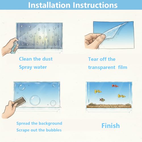 Aquarium Background - Static Cling Fish Tank Sticker -for Small Fish Tank 35 x 25 cm / (14 x 10 inches) Black Blue Gradient | No Residue, Reusable - color: Black Blue, size: 14 x 10 inches