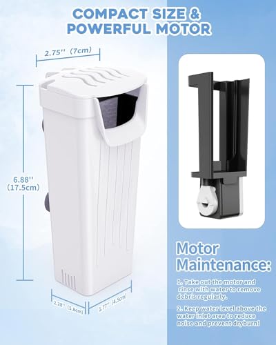 Moonorange Aquarium Power Filter(3.5W), Turtle Tank Filter, Silent Low-Water Filter for Small Fish Tank, Reptile Tank Up to 15Gallon, with 4pcs Cartridges.(White) - color: White +4 Cartridges
