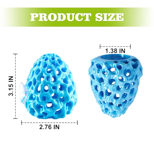 Shrimp Dome Hide, Shrimp Hides for Aquarium, Betta Fish Hideout with Suction Cup, Betta Habitat Tank Ornament Accessories, Aquarium Decor for Small Fish Guppy Hiding Resting (Blue) - color: Blue