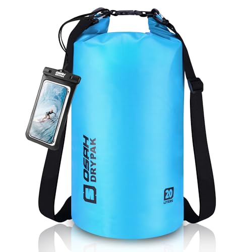 Waterproof Dry Bag, 5L/10L/20L/30L/40L Roll Top Lightweight Storage Backpack with Phone Case for Women & Men, Floating Waterproof Sack for Travel, Swimming, Kayaking, Paddle Board, Camping & Beach - color: BLUE, size: 20L