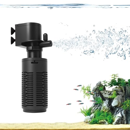Aquarium Filter for 5-10 Gallon Tank – Ultra Quiet Submersible Filter Pump, 4W Energy Efficient, Adjustable Flow, Easy to Install, for Freshwater Fish and Small Aquariums - size: 4W for 5-10 Gallon Tanks