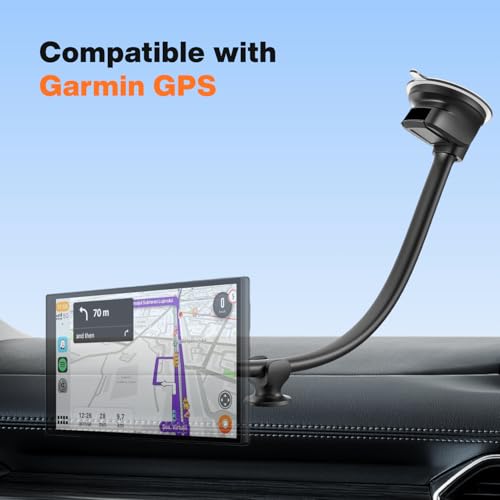 APPS2Car 14'' Gooseneck Arm Mount for Garmin GPS/Car Phone Holder, 17.2mm Ball Joint Replacement Suction Cup Mount for Car Truck Windshield, GPS Holder for Garmin Dezl Nuvi Drive Drivesmart RV