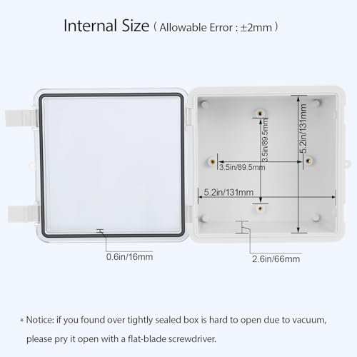 ABS Plastic Dustproof Waterproof IP65 Junction Box Hinged Shell Universal Electrical Project Enclosure Gray, with PC Transparent Clear Cover 5.9 x 5.9 x 3.5inch(150 x150 x90mm) - size: 5.9" x 5.9" x 3.5" (1pc)